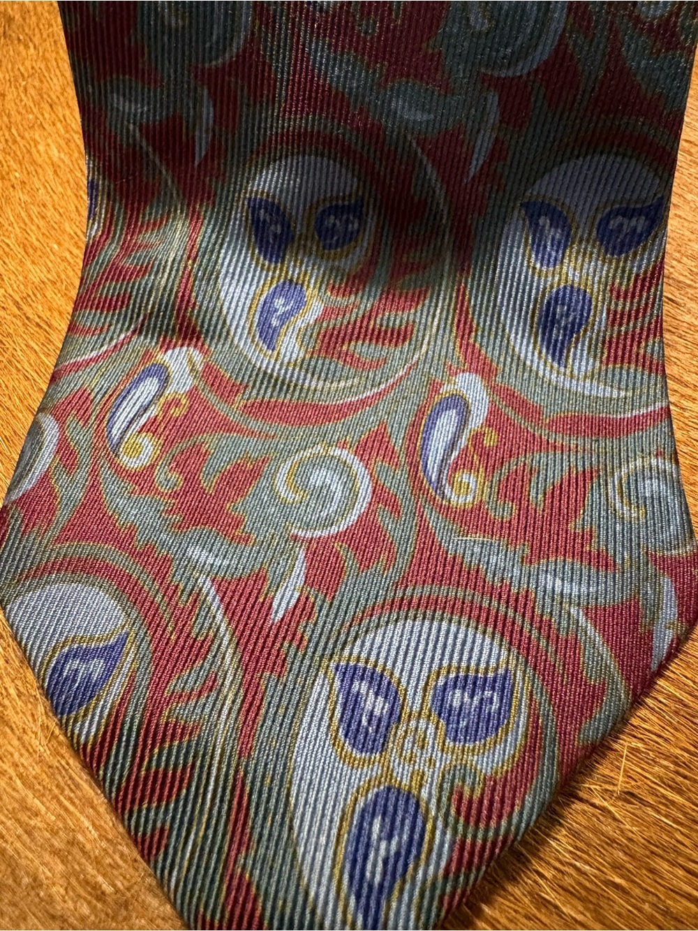 Coach Paisley Silk Tie in Burgundy and Blue